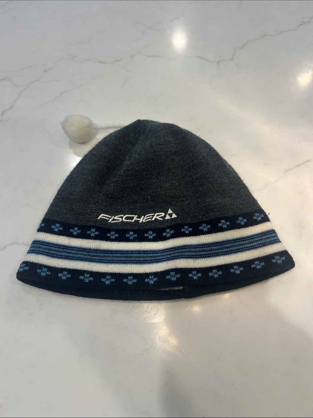 Men’s Fischer Pom Beanie - Navy & Gray